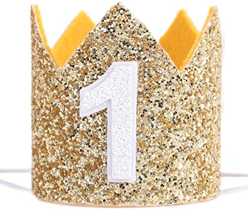 CREAHER Baby Mädchen 1. Geburtstag Krone Hut goldene Krone Geburtstag Hut Baby Mädchen 1. Geburtstag Schießen Requisiten