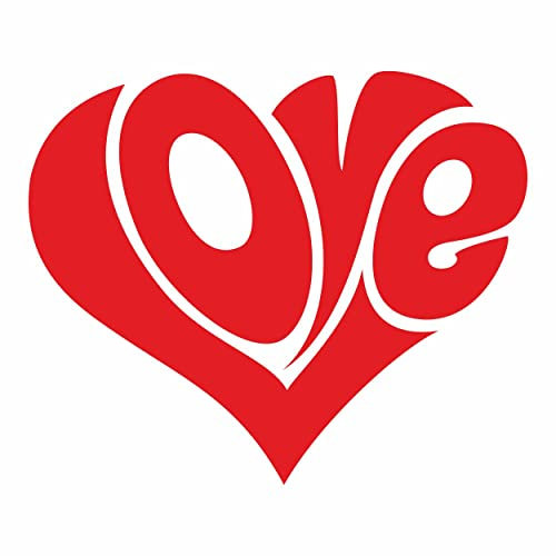 AMA SHOP PVC-Aufkleber mit Schriftzug Love Herz Farbe Rot | für Wandaufkleber Laptop | Aufkleber für Helm, Motorrad, Wohnmobil, Auto, PC | Auto-Tuning |