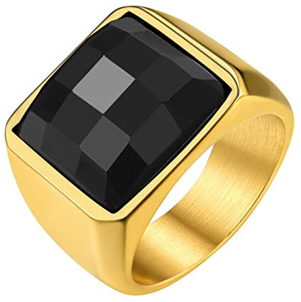 GOLDCHIC JEWELRY Personalized Birthstone Rings For Men, Gold Custom Gem Ring For Father, Size Z+2