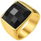 GoldChic Gold Ringe Herren Edelstahlring Siegelring mit schwarzem Stein 15MM breit Bandring 72mm Verlobungsring Zirkonia Ring Schmuck Herren Accessoires