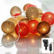 CozyHome Cotton Ball Lichterkette Kugeln Braun - 20 LED & 6m Warmweiß mit Netzstecker | Teenager Hausbett Bunt Deko Lichtergirlande Lichterkette Kinderzimmer I Kugel Mädchenzimmer Kinderlichterketten