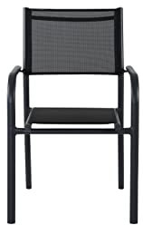Venture Home Santorini Arm Chair (Stackable) - Black alu/Black Textilene