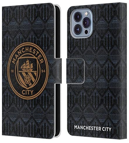 Head Case Designs Officially Licensed Manchester City Man City FC Away 2020/21 Badge Kit Leather Book Wallet Case Cover Compatible With Apple iPhone 14