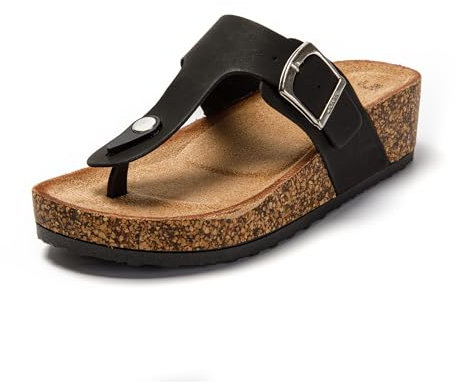 JOMIX Sandales Femme Mules Femmes Chaussons d'été Tongs Femme Claquette Femme Réglable d'été Confortables pour Maison Piscine Plage (Noir, 39)