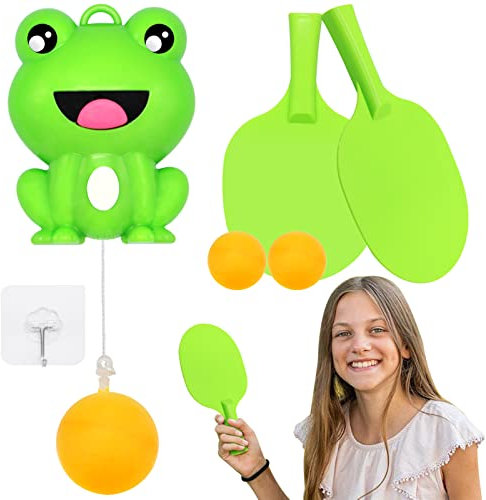 Hanging Table Tennis Trainer, ICEBLUEOR Indoor Hanging Table Tennis Set No Need Table, Hand Eye Coordination Training, Interactive Pong Ball Training Hanging Games for Children Parents Adult