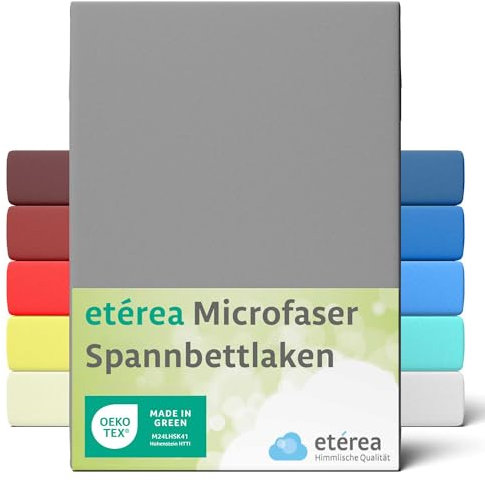 etérea Jersey Spannbettlaken 80x160-80x180 cm Grau für 15-25 cm Steghöhe 100% Microfaser - Oekotex Bettbezug Matratzen Bezug - Bettlaken 80x160cm - 80x180cm Gray