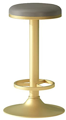 Modern Hocker Beauty Salon Make-up Barstuhl mit PU-Kissen, Fußstütze und Fuß mit goldenem Beinring, Sitzhöhe 70 cm (Farbe: Grau) Interesting