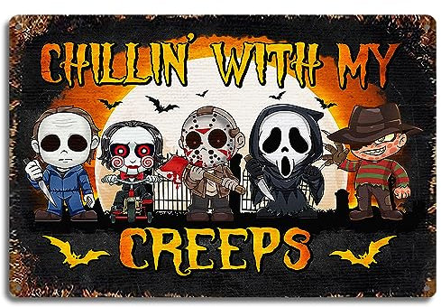 Horror-Film-Poster, Halloween-Film-Poster, Vintage-Metall-Blechschild, 20,3 x 30,5 cm, Friday the Poster, Scream Poster, Horror-Film-Merchandise, Horror-Dekor für Heimdekoration und Halloween-Partys,