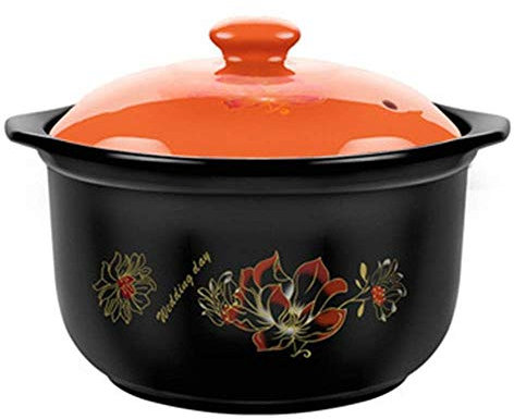 Cacerola de cerámica con olla de barro - Cocida a alta temperatura, resistente al frío, resistente al calor, almacenamiento térmico y aislamiento - Capacidad 2.5L_Orange (Orange Capacity 2.5L)
