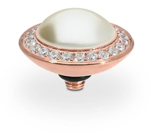 Qudo INTERCHANGEABLE TONDO deluxe 13mm rosegold Aufsatz für Ring (cream pearl)