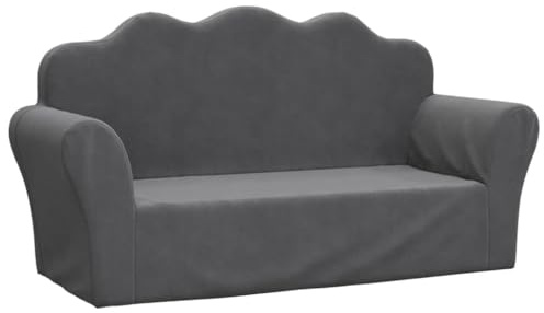 vidaXL Kindersofa 2-Sitzer Anthrazit Weich Plüsch