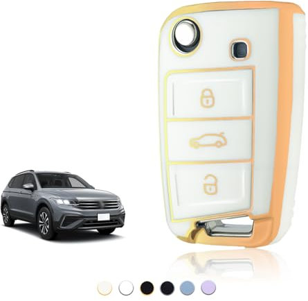 TOOMUME Coque Clé, Etui Cles Étui Clés Adapté pour VW Golf 7 Mk7 Polo Tiguan Touran Seat Leon Fabia Ibiza Skoda Fabia Octavia Superb, Couvre Clef Cache Cle Voiture Telécommande - Flip Key