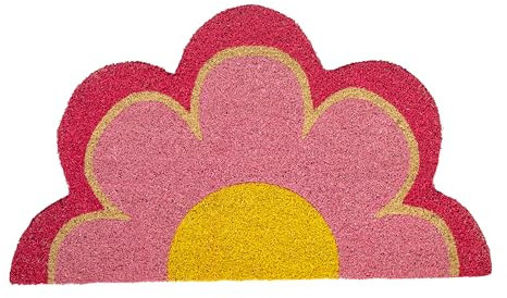 Fisura – Original Fußmatte Blume“ aus Kokosnuss mit Rutschfester PVC-Rückseite. Fußabtreter in origineller Form. Rosa Fußabtreter. Handbemalt. Maße: 70 cm x 40 cm.