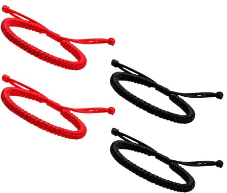 ZXCHOME 4 StüCk Glücksarmband + Anhänger/Halskette! Für Teen Männer Frauen - Geflochtene Freundschaftsarmbänder - Mit Liebe handgefertigt - Tibet Stil - Einstellbares Handgelenk Armband