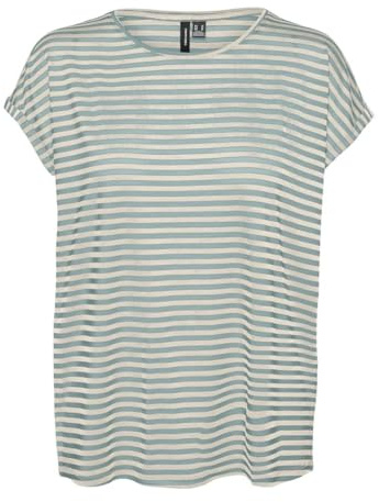 VERO MODA Damen Vmava Ss Top Stripe Ga JRS Noos T-Shirt