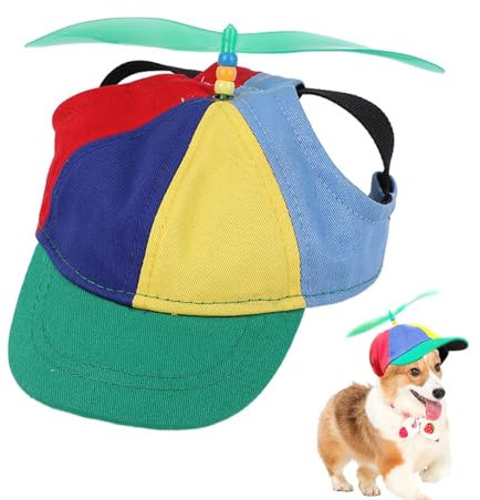 Gupcaqosjw Haustier Propeller Mütze, 20-60cm Bunte Propellermütze Lustige Propellerkappe, Hunde Propellerhut Hubschraubermütze Propeller Cap Hubschrauber Kappe, Baseball Cap Hundemütze Katzenmütze Hut