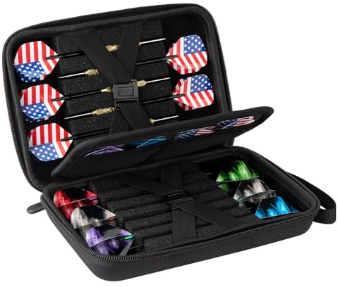 Iesooy Dart Case for 12 Darts, Carrying Storage Holder for Dart Tips/Shafts/Flights (Black)