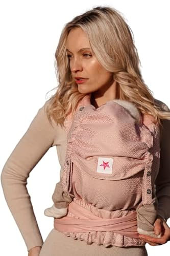 KOKADI Babytrage TaiTai Heart2Heart Rosé (Unisize) – Ergonomisch, sicher & kuschelweich, handgefertigt aus 100% Bio-Baumwolle – Ab Geburt bis 15 kg, perfekt für größere Eltern und Babys – Rosa