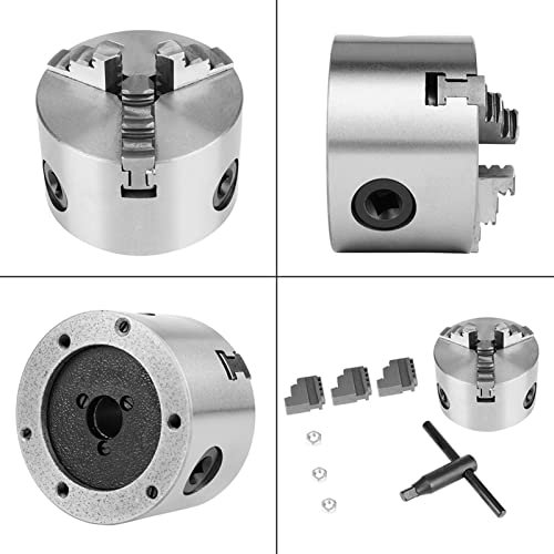 Drehfutter, Holzdrehfutter 3 Zoll K11-80 3-Backen-selbstzentrierendes Metalldrehfutter mit Zusätzlichen Backen Drehmaschinenzubehör