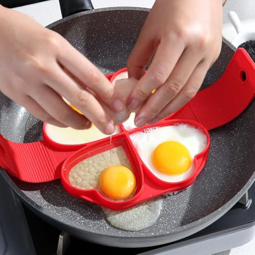 Anelli per Uova,Stampo Pancake, Cuore Stampi in Silicone Riutilizzabile,Uovo Fritto Stampo Antiaderenti per Pancake e Uova, Muffin, Pancake
