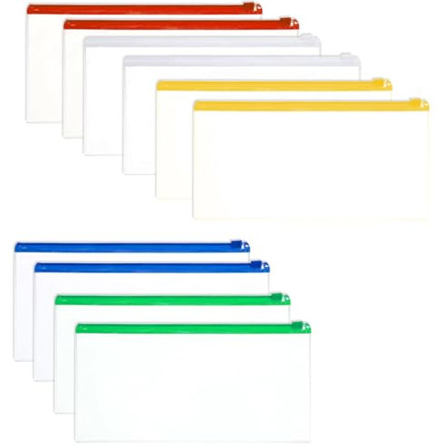 WeddHuis 10 Stück A6 Binder Taschen Klarsichthüllen A6 Ringbuch Budget Planner Deutsch Zubehör Loseblatt Taschen für Geldscheine Aufbewahrung Notizbücher Dokumente