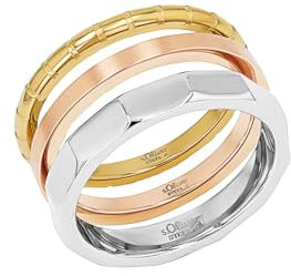 s.Oliver Ring Edelstahl Damen Ringe, Tricolor, Kommt in Schmuck Geschenk Box, 2038890