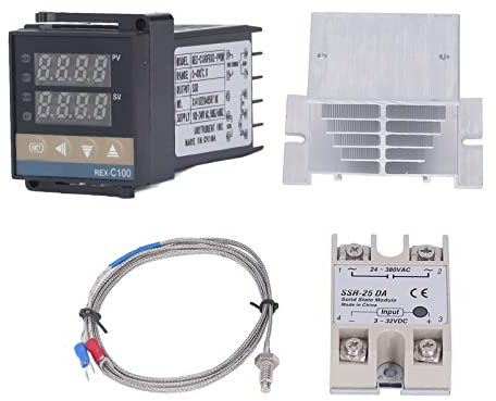 Temperaturregler, Pid-Regler mit Sonde Kunststoff-PID-Temperaturregler-Kit, 0-400 ℃ Hochgenauer REX C100-Temperaturregler Digitaler Temperaturregler für (25A)
