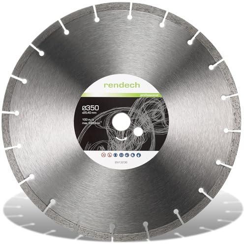 Profi Diamantscheibe 350mm x 20 mm für Stein, Beton, Naturstein uvm. - Diamanttrennscheibe mit hoher Schneidleistung | Für Trocken- & Nassschneider