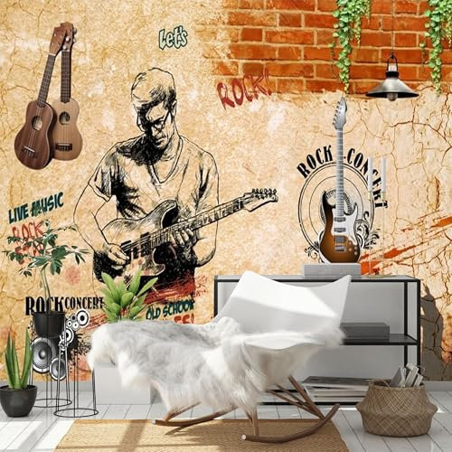 Custom Size Wall Murals - European and American Graffiti Hip-Hop Rock Music Bar - Self-Adhesive Removable Stick Wallpaper for Office