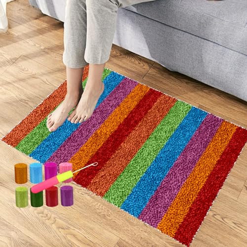 Kit de Alfombra de Ganchillo Kit de Alfombra de Gancho de Pestillo 38 x 52 cm Kits de Bordado de Punto de Cruz Kit de Fabricación de Alfombras Kit para Hacer Tapices Juego de Alfombras con Ganchos