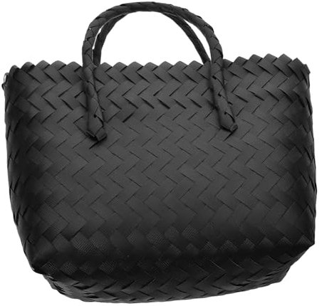 OFFSCH Handgewebte Strohtasche Damen Rattan Einkaufskorb Multifunktional Für Picknick Obstkorb Tragbarer Korb