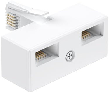 Uvital Kabelloser Telefon-Splitter, 2-Wege-BT-Telefonbuchsenadapter, RJ11-BT-Stecker auf 2-Buchse, doppelter Telefonbuchsenadapter für UK-Festnetztelefon, FAX, Modem, Kabeladapter und Konverter