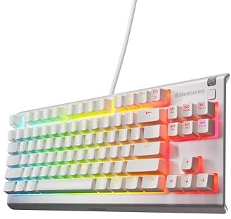 SteelSeries Apex 3 TKL White RGB Gaming-Tastatur – Kompakter Tenkeyless-Formfaktor – 8-Zonen-RGB-Beleuchtung – Wasser- und Staubresistenz – Flüsterleise Gaming-Switches - DE Layout QWERTZ
