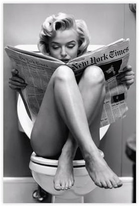 hwncsayu Kunstdruck auf Leinwand, Motiv: Marilyn Monroe auf der Toilette, Schwarz-Weiß-Druck, Leinwandposter, Wandkunst, Dekordruck, Gemälde für Wohnzimmer, Schlafzimmer, Dekoration, 20 x 30 cm