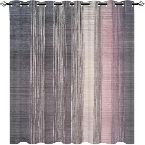 Vorhänge Blickdicht mit Ösen Zweifarbige Jacquardstreifen Verdunklungsvorhänge Kinderzimmer Vorhang H166 x B75 cm (2er Pack) Minimalismus Gardinen für Schlafzimmer Schlafzimmer Fensterdekoration