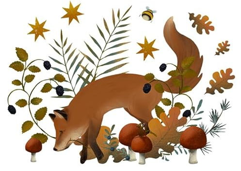 TinyFoxes Fensterbild Herbstfuchs - herbstliche Fensterdeko - wiederverwendbar und selbsthaftend - handgezeichnetes Motiv - von Kristin Franke