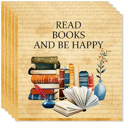 ParPix 20 Stk Vintage Bücher Servietten, 33x33cm Buch Party Servietten, Deko Bücher Papierservietten, Lesen Motto Serviettens, Buch Deko Geburtstag Party Papierservietten, Bücher Geburtstagsservietten