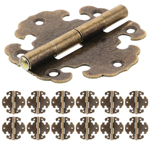 DIYEAH 20pcs Hinges for Wooden Box - Hollow Design Vintage Decorative Metal Engraved Bronze Cabinet Hinges for Wardrobe Kitchen Cabinet Doors Furniture