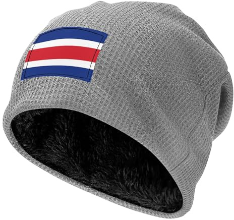 ASKhgg Mütze mit Flagge von Costa Rica, Waffelstrick, warm, dick, lässig, weich, für Herren und Damen, Schwarz, hellgrau, Einheitsgröße