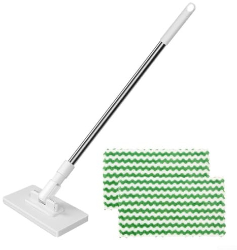 Reusable Mop with Disposable Pads, 39 Long Handle Floor Mop, Electrostatic Dust Removal Paper Mop, Hands-Free Washing Mop(mop + rag X2)