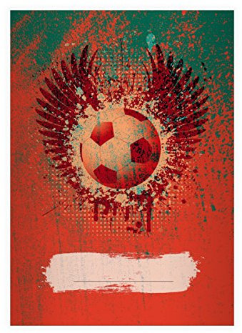 Kartenkaufrausch 4 Coole Grunge Fußball DIN A4 Schulhefte, Schreibhefte mit Sieger Schwingen in rot Lineatur 25 (liniertes Heft)