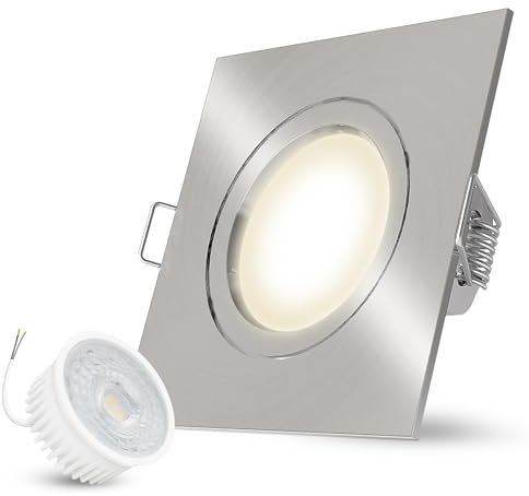 linovum LED Einbauspot flach nur 36mm in eckig Edelstahl Optik gebürstet - mit 4W LED Modul neutralweiß Einbaustrahler 230V