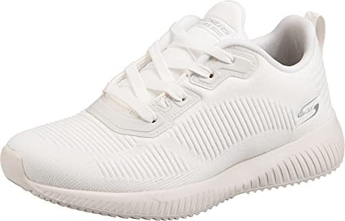 Skechers Women's Bobs Squad Tough Talk Sneakers, White Engineered Knit, 2 UK