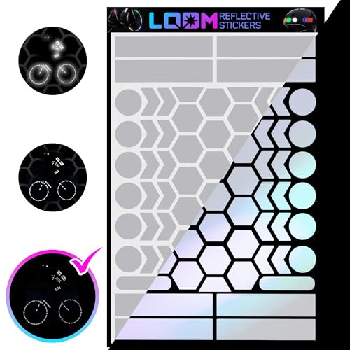 LOOM Fahrrad Reflektoren Aufkleber Set | 67 stk Engineer Grau | German Oralite Qualität | Reflektoren fahrrad | Wasserdicht | Für Helm, Auto, Anhänger, Reflektoren schulranzen kinder