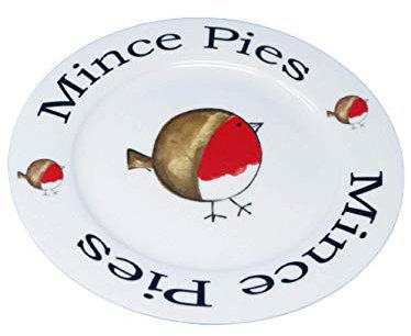 Christmas Mince Pies Serving Plate 20353 Fat Robin 8 Redwood White and Red