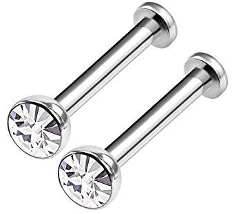 KJM FASHION 2 STK Chirurgischer 316-l-stahl Labret 1,2mm 16g 8mm 5/16 3mm Kristall Halbe Kugel Marilyn Monroe Spider Bite Medusa Ohrringe Piercing Schmuck 3514