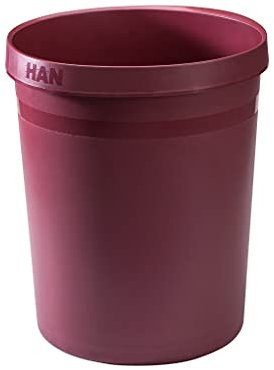 HAN Grip Karma 18198-17 Lot de 15 corbeilles à papier robustes et durables en 80-100% matériaux recyclés, capacité de 18 l, rouge écologique