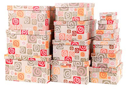 Mediablue Aufbewahrungsboxen Schachteln Geschenkbox im 13er Set mit Deckel Verschiedene Designs (GRAFISCHE Motive 1)