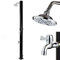 BAKAJI Doccia Solare per Giardino Piscina Esterno Campeggio Serbatoio 20Lt con Soffione Regolabile Lava Piedi Miscelatore Acqua Calda Attacco Tubo da Giardino Dimensione 214 x 11,5 x 11,5 cm