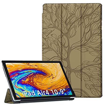 Auslbin Coque iPad Air 4ème Génération 10.9 Pouces,Étui iPad Air 4 10.9 2020 Housse de Protection avec Support Fonction et Veille/Réveil Automatique,Or